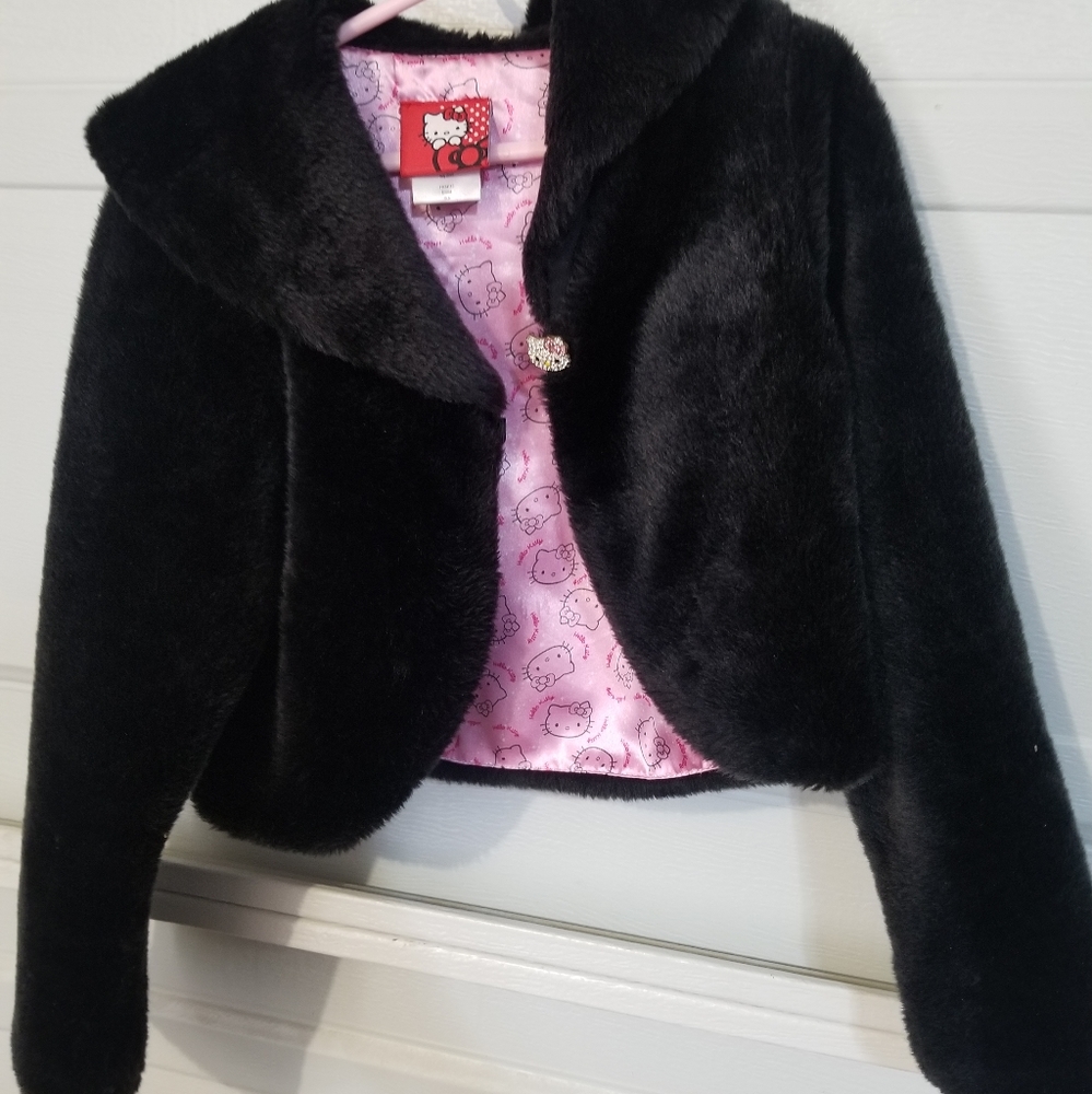 Girls Hello kitty faux fur coat size 6X